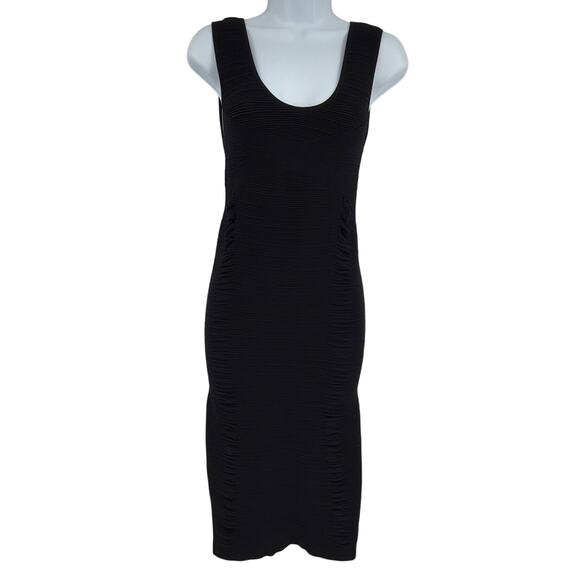 Aura Ruched Bodycon Dress Sz L/XL Ribbed Waffle Shapewar Club Minimalist Travel - Picture 2 of 8